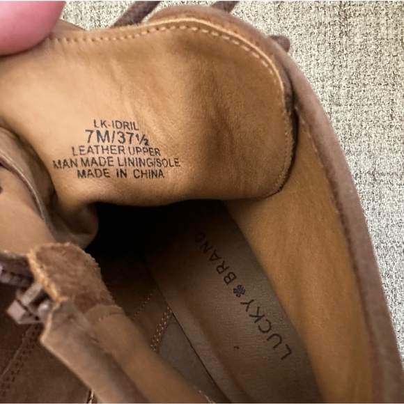Lucky Brand Idril Brown Leather Lace Up & Side Zip Booties Size 7 - Picture 8 of 8